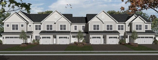 Artist rendering of Erie Ridge Townhome 2-story buildings with garages