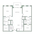 Plano de planta de 2 dormitorios en Hollywood