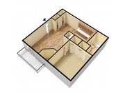 1 Bedroom with fireplace 3D