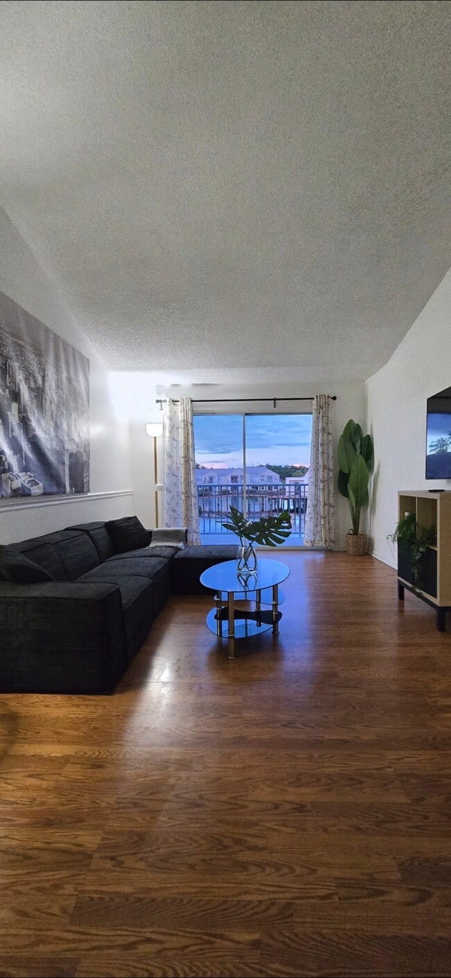 Living room with lake view