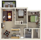 Residence 3 2x1 800 sqft