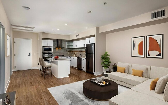 An open layout puts the kitchen and the living room in one space.