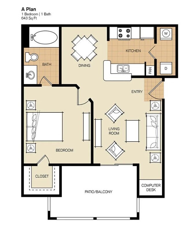 A - 643 Sqft