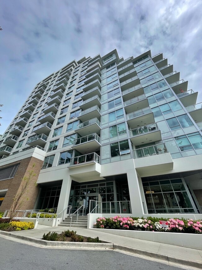 Entrance to Tower D - the newest of the four Miramar towers - 1303-15165 Thrift Av Unit 1303