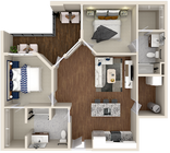 The Patent 2B - 2br, 2ba Floorplan