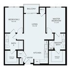 B1b | 2 bed 2 bath | 1092 sq ft
