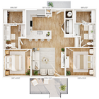Explore this elegant apartment layout with a modern touch.