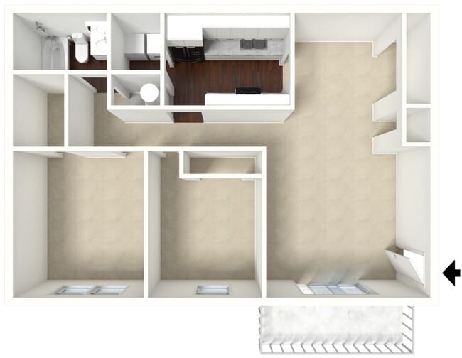 Village Green - 2B1B - Mulberry 924-975 SF - 3D.jpg