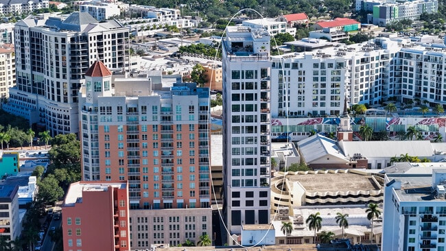 Aerial View of Downtown Sarasota and DeMarcay Bldg - 33 S Palm Ave Unit The DeMarcay