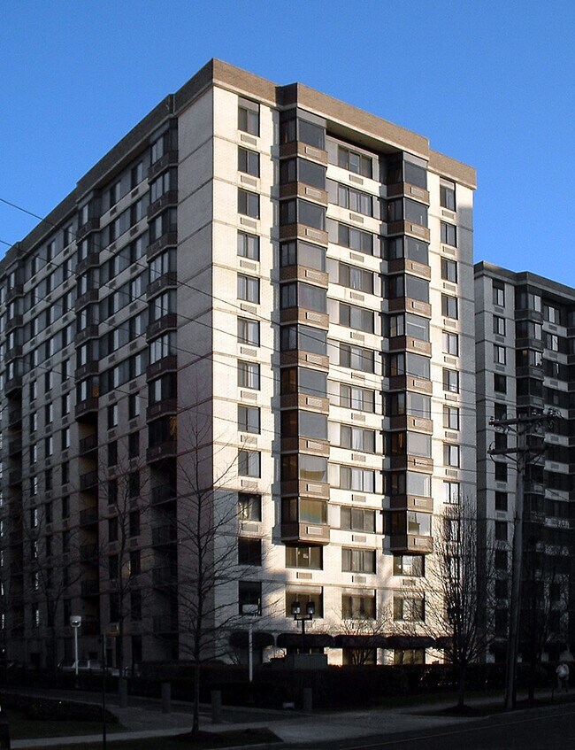 View from the northwest across Prospect Avenue - World Plaza North