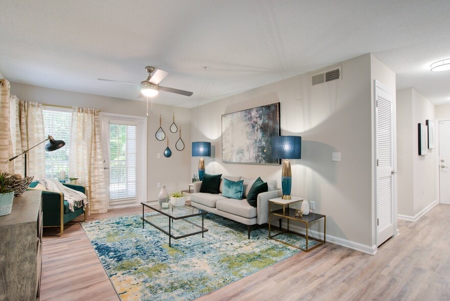 Spacious Living Room with Private Patio Access