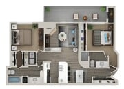 Two Bedroom Two Bath Floor Plan