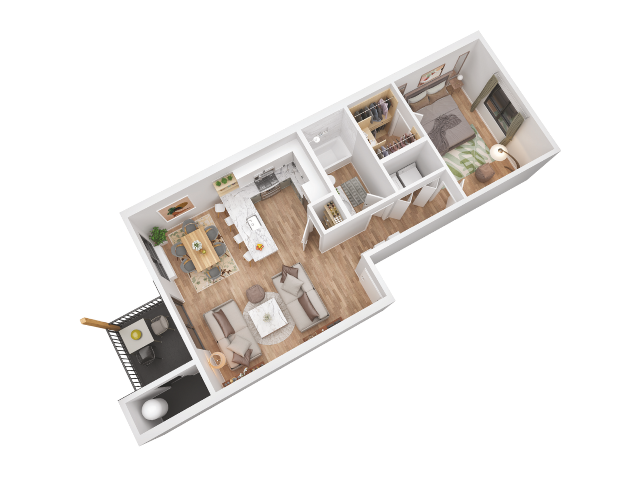 Explore this stylish one-bedroom apartment layout designed for modern urban living. - Executive 1 Bedroom 1 Bath