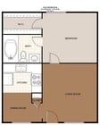 Trinity Place One Bedroom One Bath, 522 Sq. Ft.