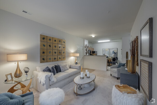 2BR, 2BA Sunroom - 1,035SF - Living Room and Kitchen