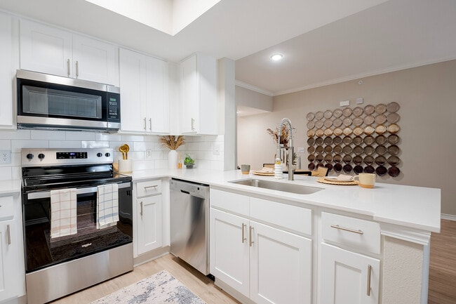 Newly Renovated Kitchen with Quartz Countertops - The Delano at North Richland Hills Apartments