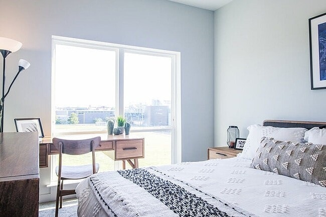 Sunlit desk facing three acres of green space - The Parkside Fishtown