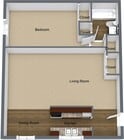 1HAB, 1BA - 700 SF