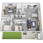 3 Bed 1 Bath Floorplan