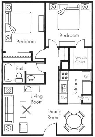 Two Bedroom One Bathroom - 2x1a