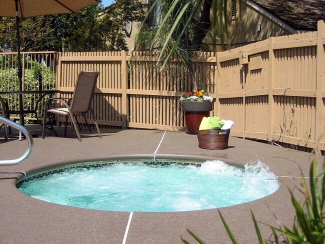 Six person hot tub with high powered pulsating jets