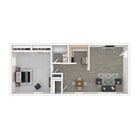 One-Bedroom Floor Plan, 568 sq ft