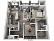 Los planos son representaciones artísticas. Todas las dimensiones son aproximadas. El producto real y sus especificaciones pueden variar en dimensiones o detalles. No todos los apartamentos cuentan con todas las características. Los precios y la disponibilidad están sujetos a cambios.