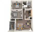 Cypress Floorplan- 673 square foot two bedroom one bath