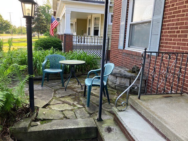 Front sandstone patio - 17003 Hilliard Rd