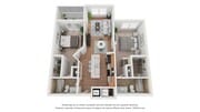 A 3D floor plan rendering of The Jacaranda.