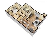 Pebblecreek 2bed, 1.5 bath floor plan 3D