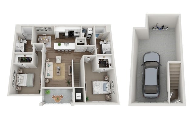 Floor Plan 2E | Seasons at River View | Apartments in Pleasant Prairie, WI - 2E