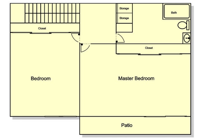 Casa adosada Regency de 2 habitaciones y 1,5 baños Plano del segundo piso.jpg