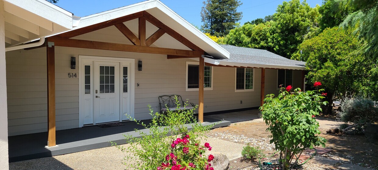 Main door with TREX Deck & Cedar Gables - 514 Osborn Ln (Pleasant Hill, CA)