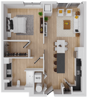 Gusto 4 - 792 square foot one bedroom, one bath apartment