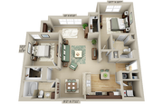 2 Bedroom | 2 Bath | 1300 SF