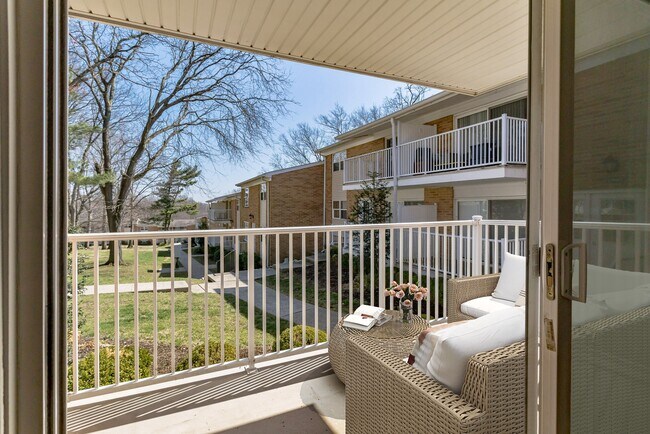 Elevate your lifestyle at Eagle Rock Apartments at North Plainfield. This spacious balcony offers serene views and a perfect spot to unwind. Enjoy the blend of comfort and nature right at your doorstep. Schedule your visit today!
