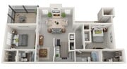 Two Bedroom, Two Bathroom | 1226 sqft, Screened-in Porch, Full Sized Washer/Dryer Connections, Fireplace in Selected Units, Vaulted Ceilings in Selected Units