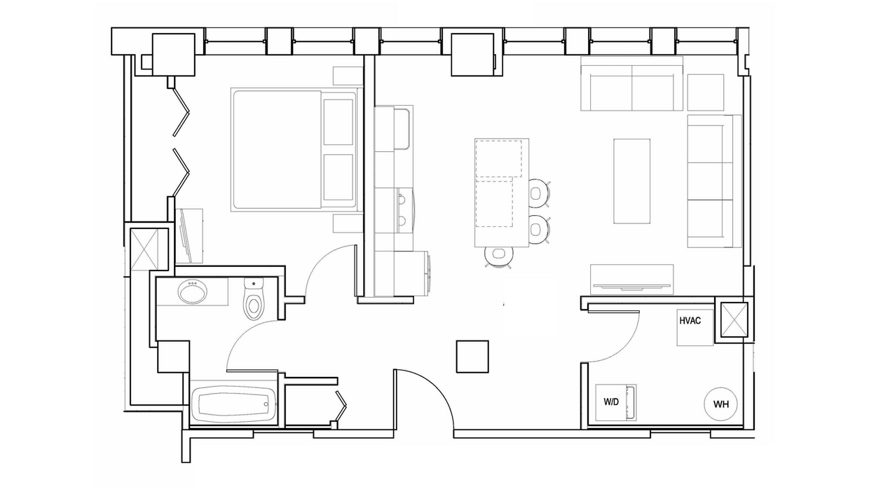 Floor Plan - New 1Br near Downtown Moline