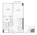 1 BR x 1 BA - F Floorplan