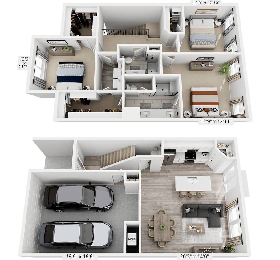 arden-homes-at-staley-kansas-city-mo-floorplan - 3 bedroom 2.5 bath - II