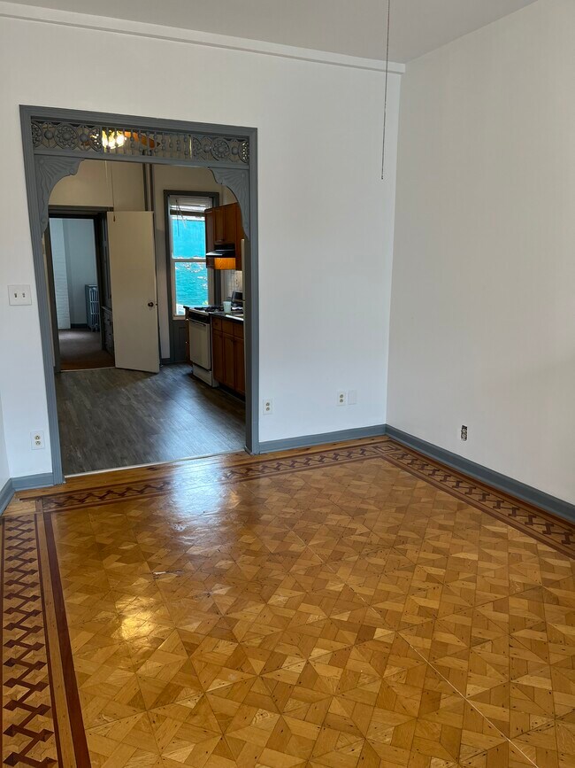 Beautiful parquet floors in living room - 43 First Street, Albany NY, USA Unit Apt 1