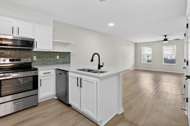Expansive kitchen and living areas