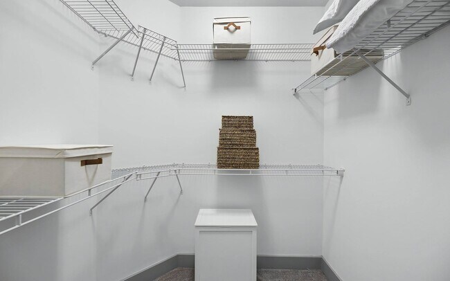 Amplio vestidor con estantes de alambre y amplio espacio de almacenamiento - The Landing at Vinnin Square