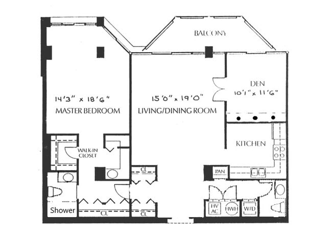 Plano de planta - 1530 Key Blvd Unidad 1208