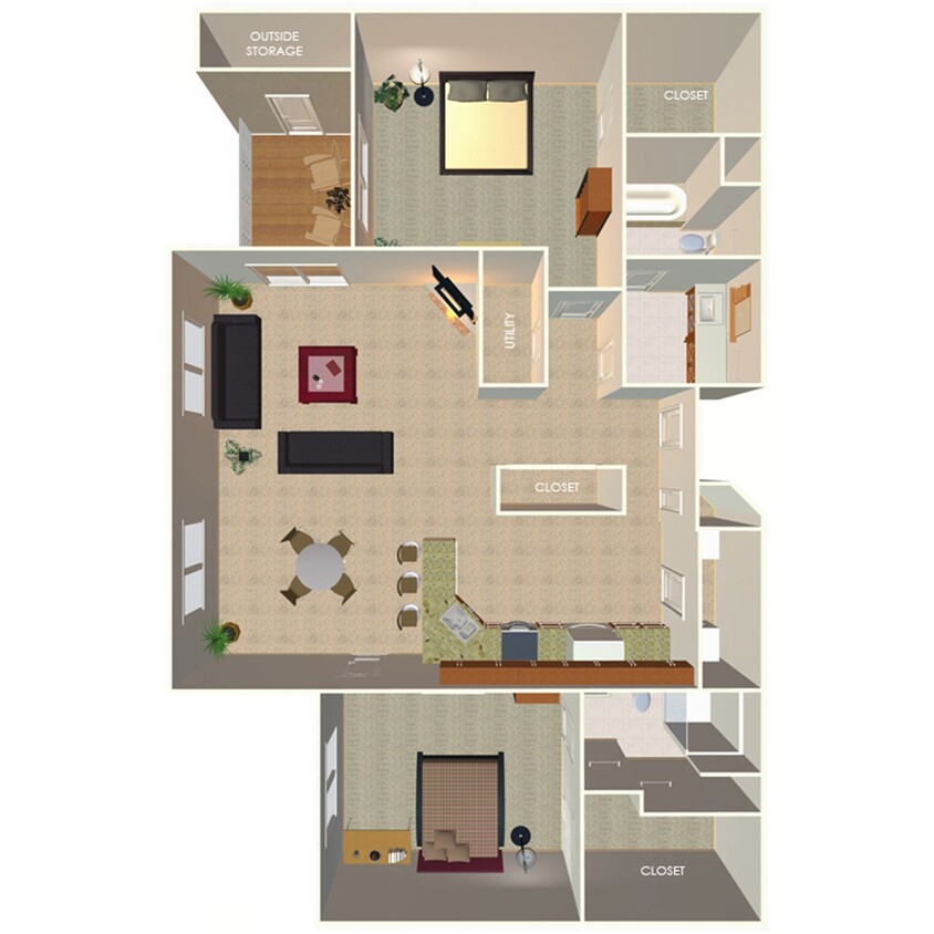Floor Plan - 2 Bed, 2 Bath A