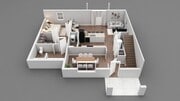 3 bedroom 2.5 bathroom townhouse, first floor main bedroom, first floor.