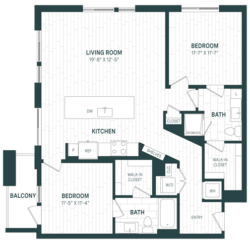 Floor Plan - 2 Bed/2 Bath-C03 I