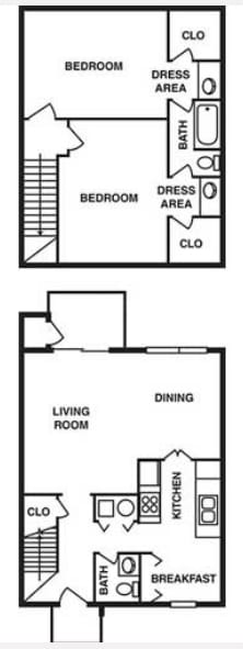 2BD/1.5 BA - 2 Bedroom 1.5 Bath Townhome
