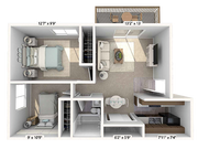2 bedroom, 1 bathroom apartment home